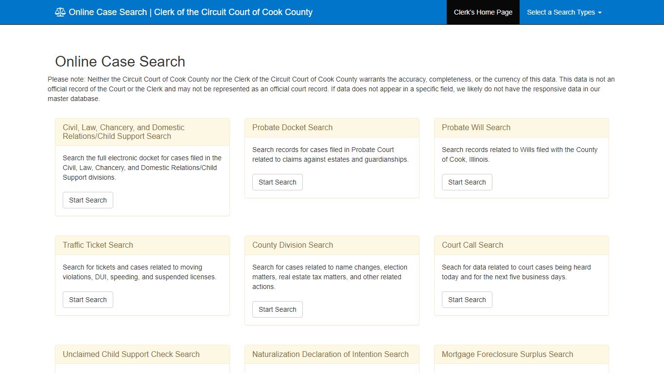 Online Case Search | Clerk of the Circuit Court of Cook County